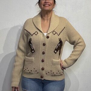 Miller Outerwear Tan Horse Vintage Cardigan Sz M